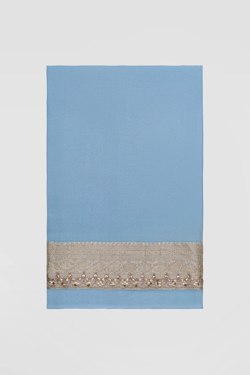 Gul Handwoven Benarasi Gota Patti Silk Saree - Powder Blue, Powder Blue, image 6